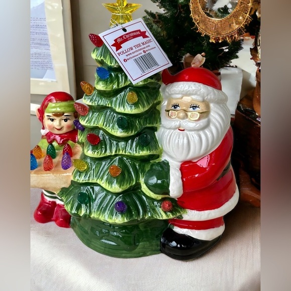 Mr. Christmas 10” Santa & elf Nostalgic Ceramic led lighted Tree NWT - Picture 1 of 14